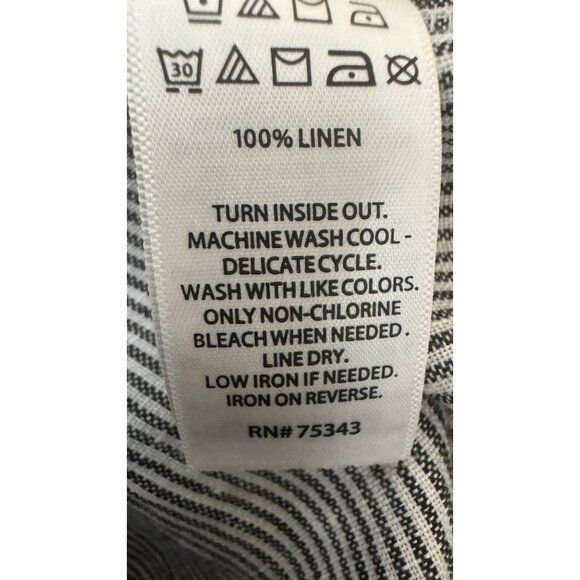 Lucky Brand Size Large Lightweight Striped 100% Linen Sleeveless V-Neck - Picture 8 of 12